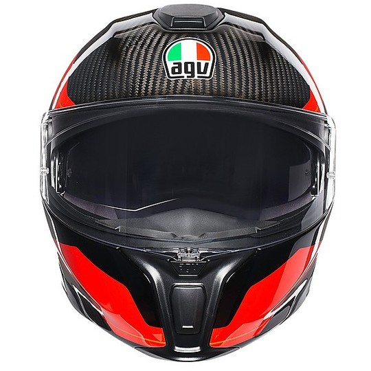 Modular Carbon Motorcycle Helmet AGV Sportmodular Multi SHARP Carbon Red White