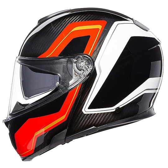 Modular Carbon Motorcycle Helmet AGV Sportmodular Multi SHARP Carbon Red White