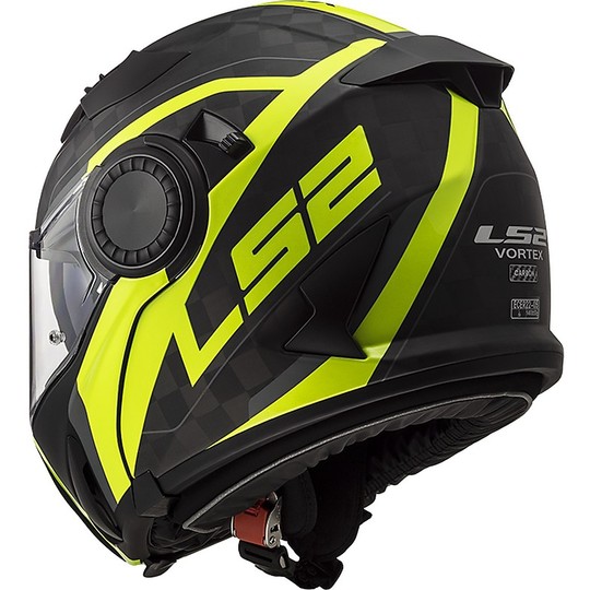 Modular Carbon Motorcycle Helmet LS2 FF313 VORTEX Frame Carbon Matt Black Fluo Yellow