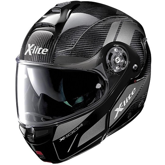 Modular Carbon Motorcycle Helmet X-Lite X-1004 Ultra Carbon CHARISMATIC N-Com 013 Polished Carbon