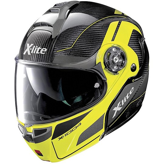 Modular Carbon Motorcycle Helmet X-Lite X-1004 Ultra Carbon CHARISMATIC N-Com 014 Carbon Yellow