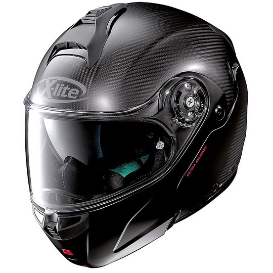 Modular Carbon Motorcycle Helmet X-Lite X-1004 Ultra Carbon DYAD N-Com 002 Matte Carbon Matted Chin Guard