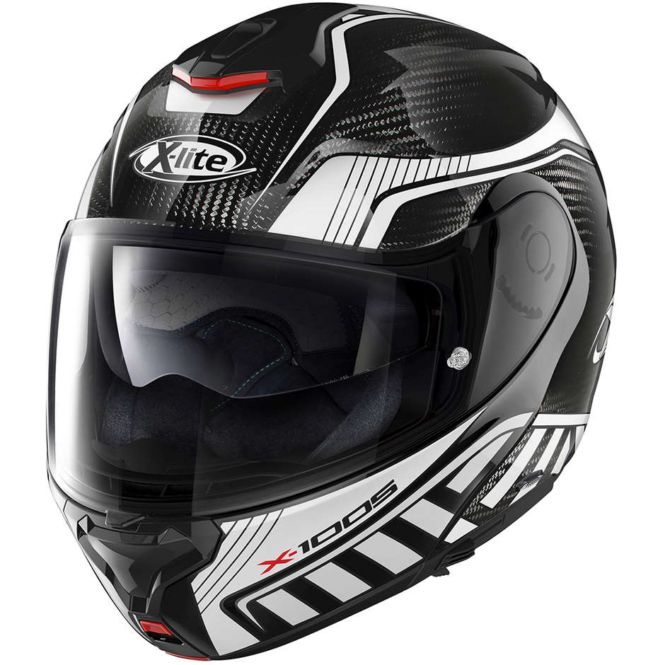 Modular Carbon Motorcycle Helmet X-Lite X-1005 Ultra Carbon CHEYENNE N-Com 010 White