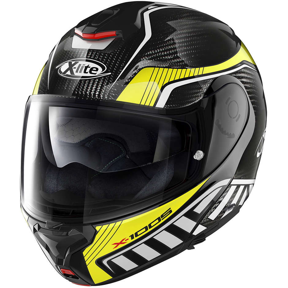 Modular Carbon Motorcycle Helmet X-Lite X-1005 Ultra Carbon CHEYENNE N-Com 012 Yellow