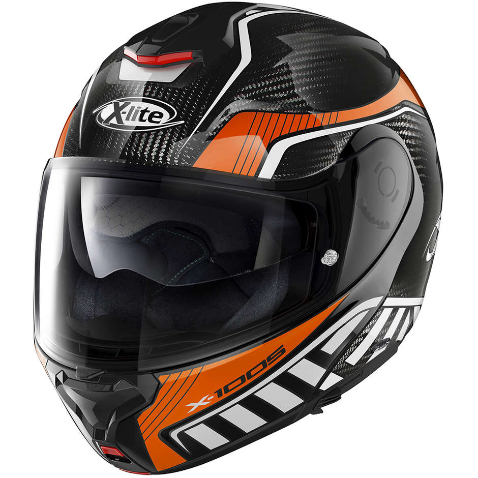 Modular Carbon Motorcycle Helmet X-Lite X-1005 Ultra Carbon CHEYENNE N-Com 013 Orange