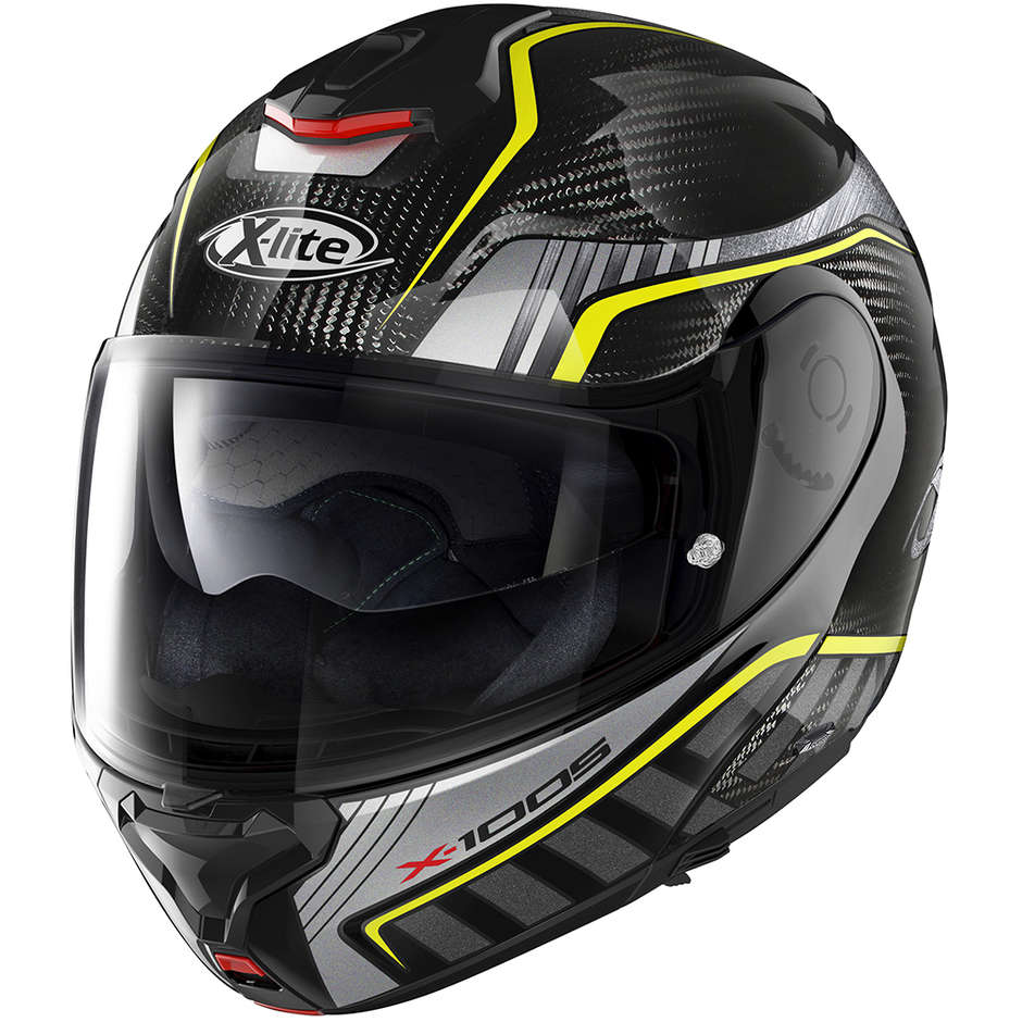 Modular Carbon Motorcycle Helmet X-Lite X-1005 Ultra Carbon CHEYENNE N-Com 018 Yellow