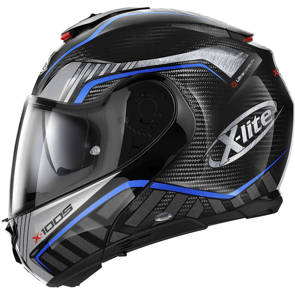 Modular Carbon Motorcycle Helmet X-Lite X-1005 Ultra Carbon CHEYENNE N-Com 019 Blue