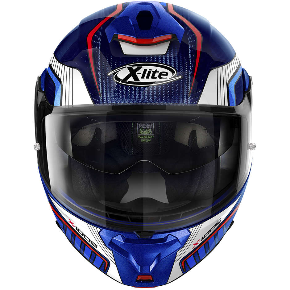 Modular Carbon Motorcycle Helmet X-Lite X-1005 Ultra Carbon CHEYENNE N-Com 020 Tinted Blue
