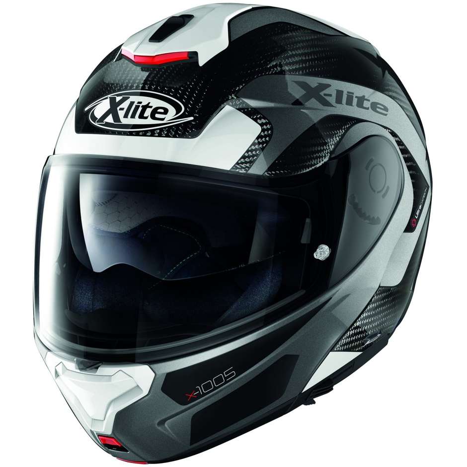 Modular Carbon Motorcycle Helmet X-Lite X-1005 Ultra Carbon FIERY N-Com 023 Black Gray White