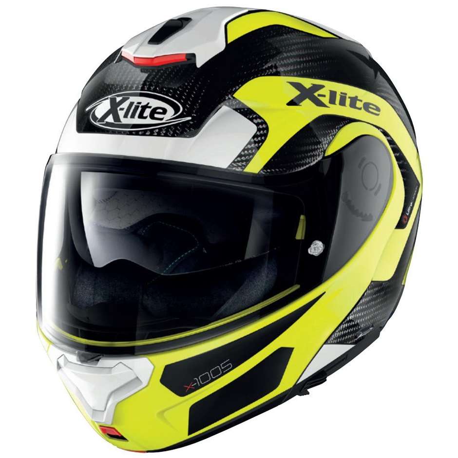 Modular Carbon Motorcycle Helmet X-Lite X-1005 Ultra Carbon FIERY N-Com 029 Black Yellow White