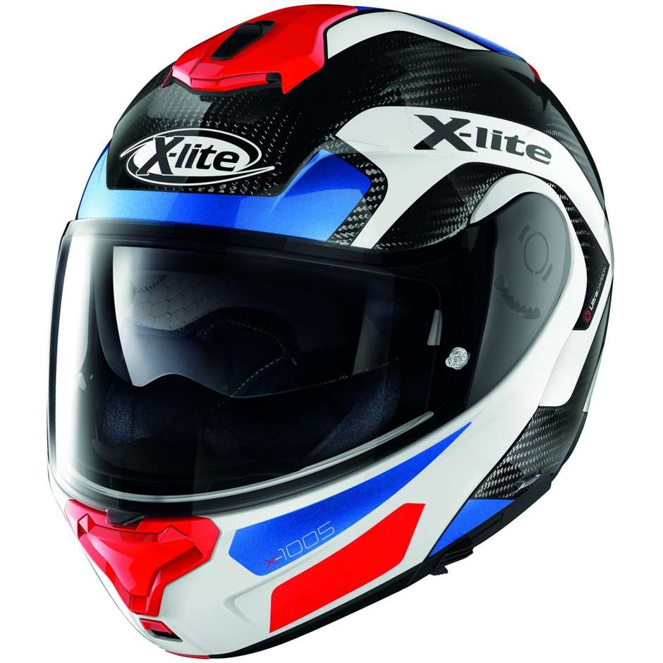 Modular Carbon Motorcycle Helmet X-Lite X-1005 Ultra Carbon FIERY N-Com 030 Black White Blue Red