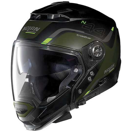 Modular Crossover Motorcycle Helmet Nolan N44 Evo Viewpoint N-Com 047 Black Opal Green
