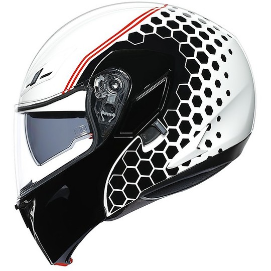 Modular Double Homologation Helmet P / J AGV COMPACT ST Multi DETROIT White Black