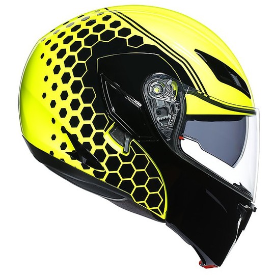 Modular Double Homologation Helmet P / J AGV COMPACT ST Multi DETROIT Yellow Fluo Black