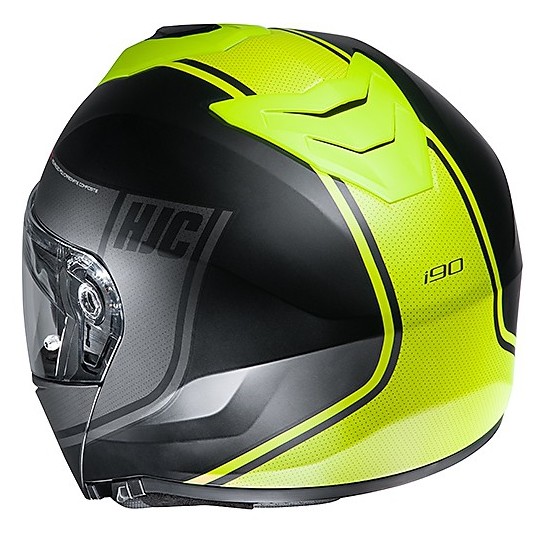 Modular Double Homologation Helmet P / J Moto HJC i90 DAVAN MC4HSF Black Yellow Fluo