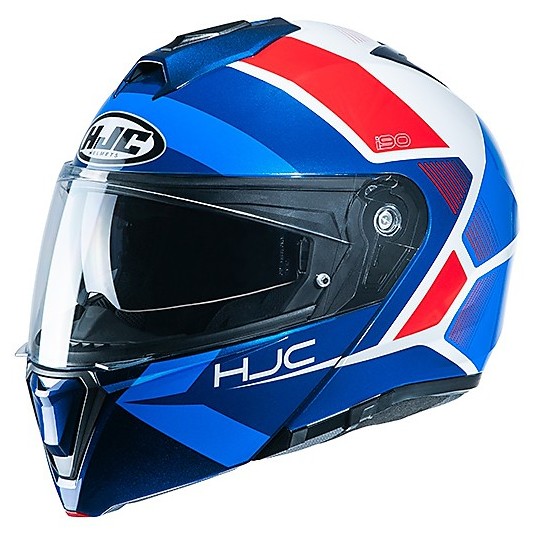 Modular Double Homologation Helmet P / J Moto HJC i90 HOLLEN MC21 White Blue Red