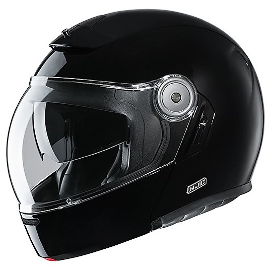 Modular Fiber Helmet in Vintage Style Motorcycle HJC v90 Solid Black