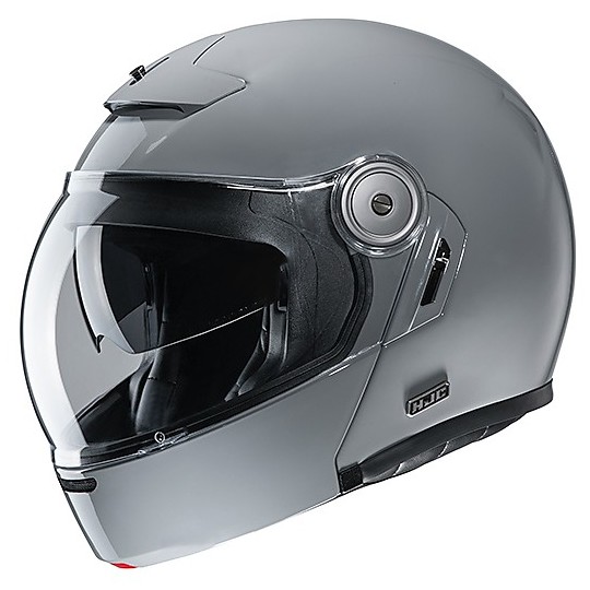 Modular Fiber Motorcycle Helmet Vintage Style HJC v90 Solid N. Gray