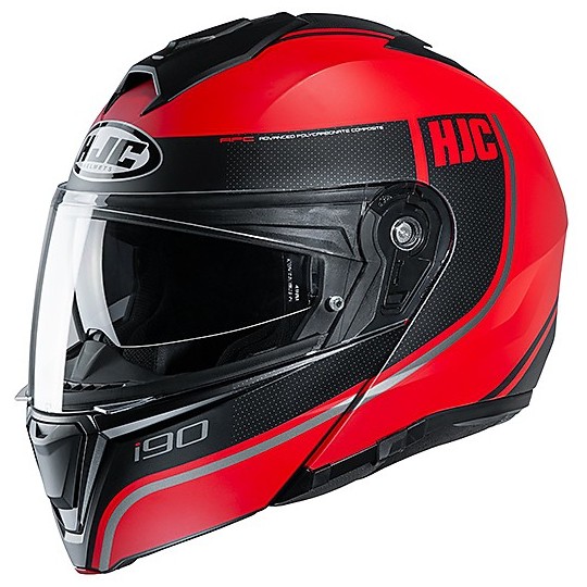 Modular Helmet Double Homologation P / J Moto HJC i90 DAVAN MC1SF Red Black Matt