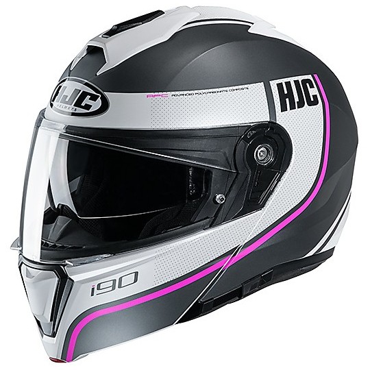 Modular Helmet Double Homologation P / J Moto HJC i90 DAVAN MC8SF White Opaque Pink