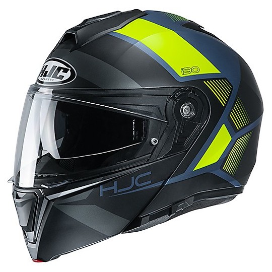 Modular Helmet Double Homologation P / J Moto HJC i90 HOLLEN MC4HSF Matt Black Yellow Fluo