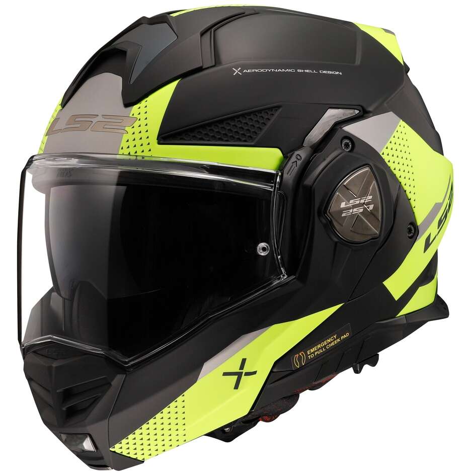 Modular Helmet In HPFC Approved P / J Ls2 FF901 ADVANT X OBLIVION Matt Black Fluo Yellow