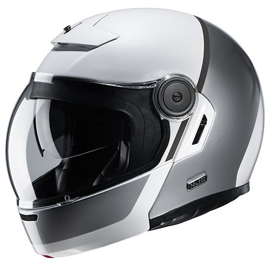 Modular Helmet in Vintage Style Motorcycle Fiber HJC v90 MOBIX MC10 White Gray