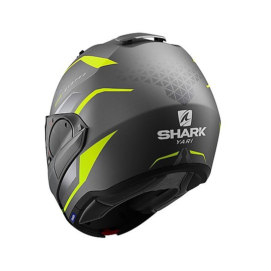 Modular Helmet Tilting Motorbike Shark EVO ES Yari Mat Anthracite Yellow Silver Matt