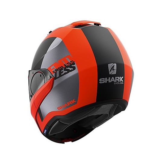 Modular Helmet Tilting Motorcycle Shark EVO ES Endless Mat Orange Black Matt
