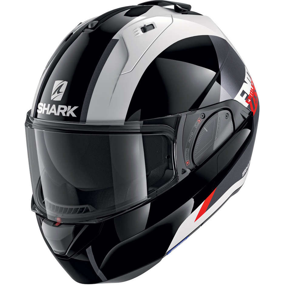 Modular Helmet Tilting Motorcycle Shark EVO ES Endless White Black Red