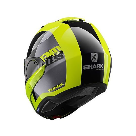 Modular Helmet Tilting Motorcycle Shark EVO ES Endless Yellow Black Silver