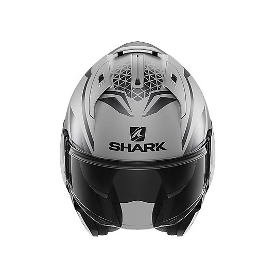 Modular Helmet Tilting Motorcycle Shark EVO ES Yari Mat Silver Anthracite Matt Black