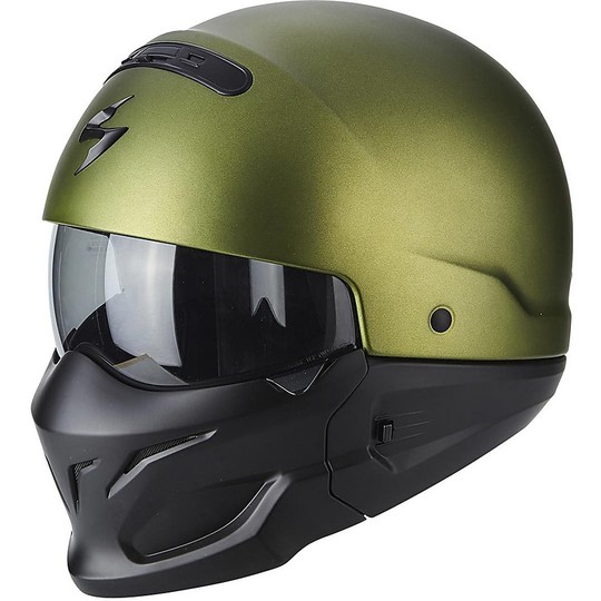 Modular Moto Helmet Scorpion Exo-Combat 2 in 1 Solid Green Opaque
