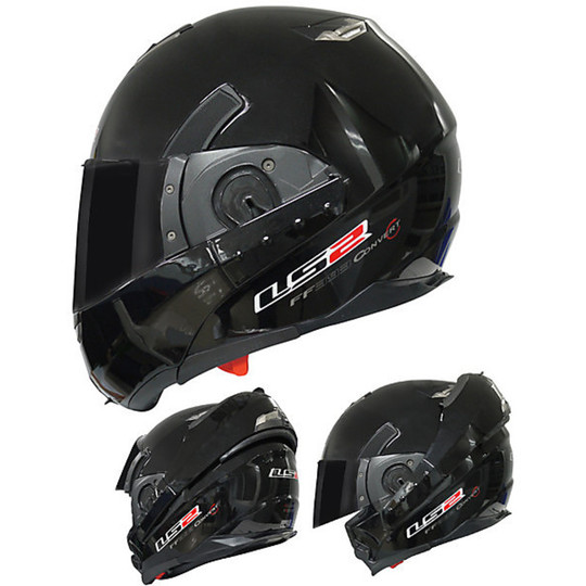 Modular Motorcycle Helmet 393.1 Ls2 Convert Tipper Double Visor Gloss Black