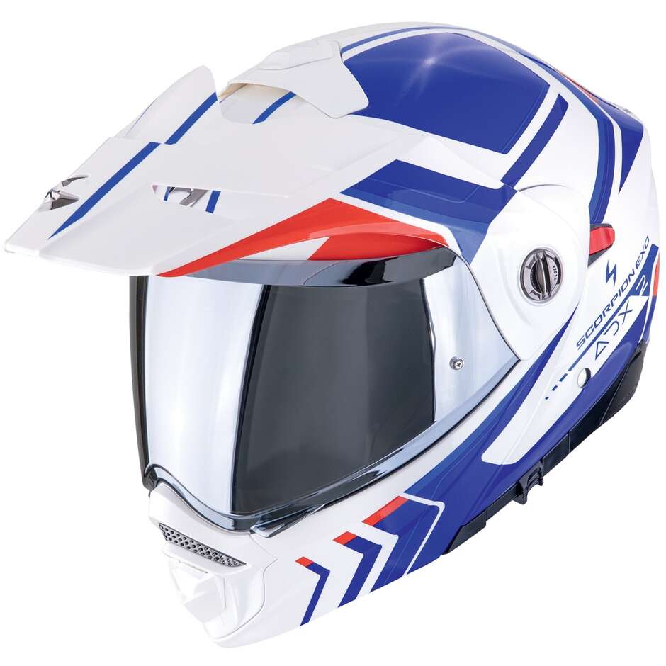 Modular Motorcycle Helmet Adventure P/J Scorpion ADX 2 LEWIS White Blue Red