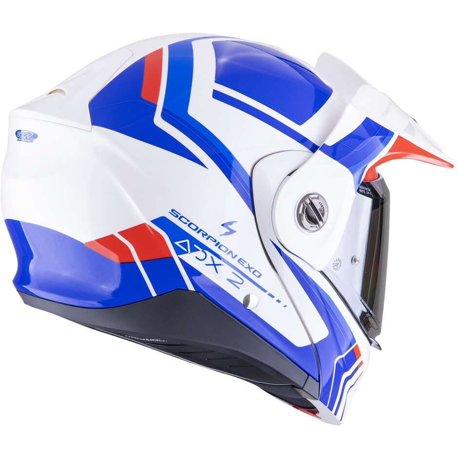 Modular Motorcycle Helmet Adventure P/J Scorpion ADX 2 LEWIS White Blue Red