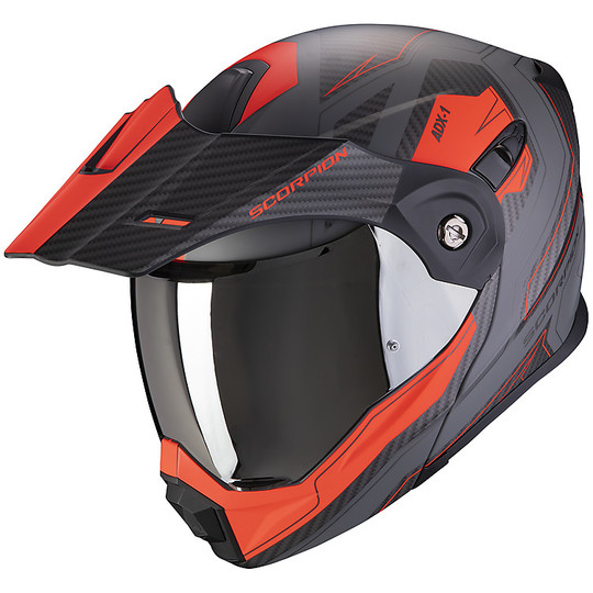Modular Motorcycle Helmet Adventure Scorpion ADX-1 TUCSON Gray Opaque Red