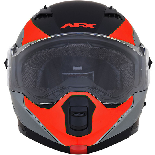 Modular Motorcycle Helmet Afx FX-111 Double Voyage Visor Matt Black Red