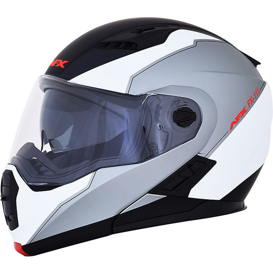 Modular Motorcycle Helmet Afx FX-111 Double Voyage Visor Matt Black White
