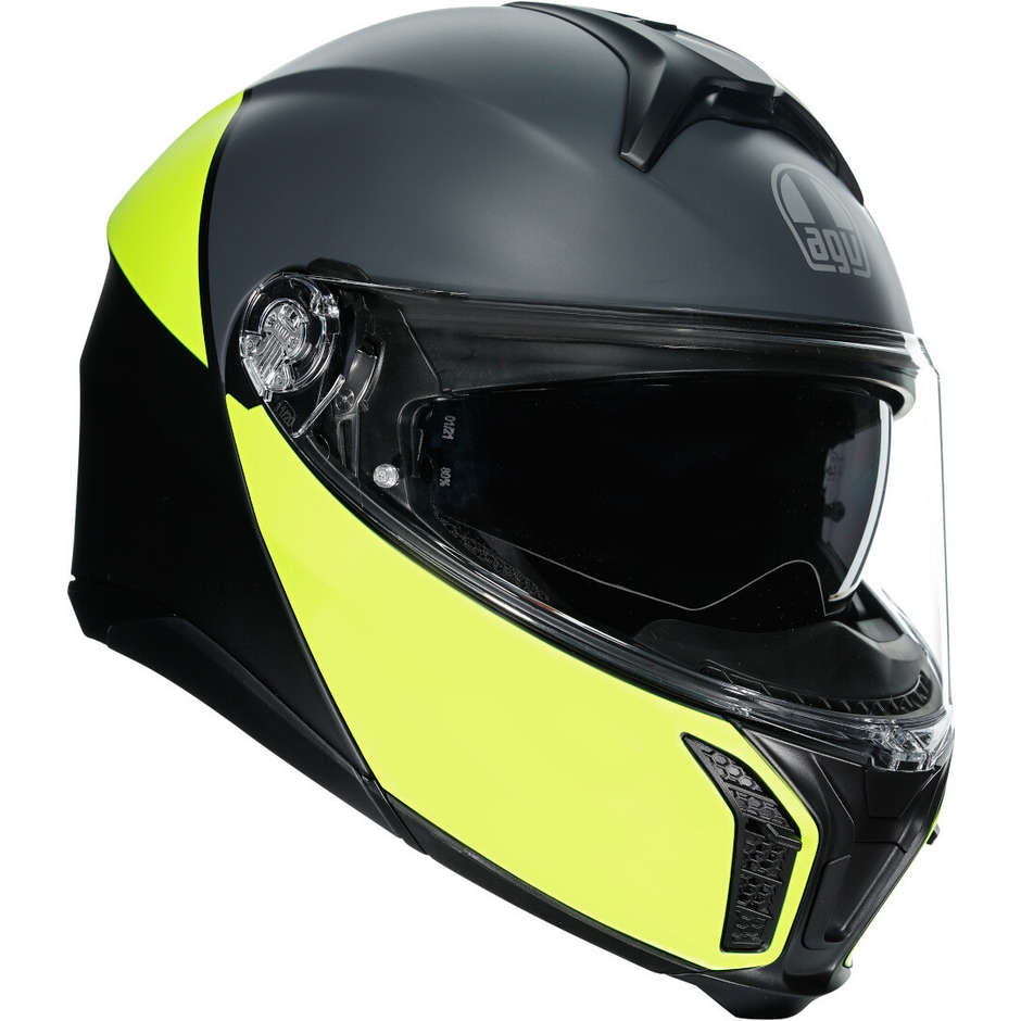 Modular Motorcycle Helmet Agv TOURMODULAR BALANCE Matt Black Yellow Fluo Gray