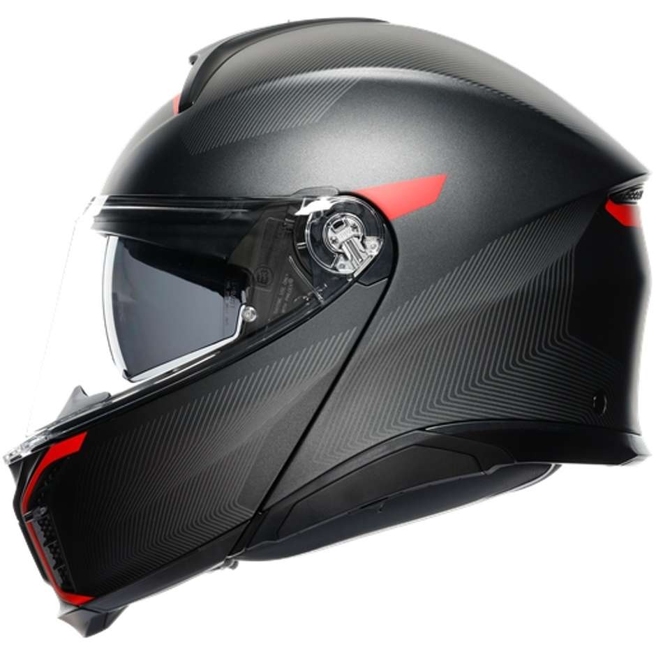 Modular Motorcycle Helmet Agv TOURMODULAR FREQUENCY Matt Gray Red