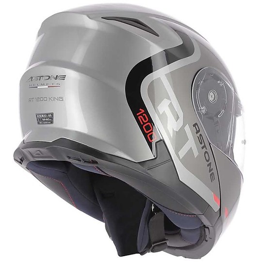 Modular Motorcycle Helmet Approval P / J Astone RT1200 KING Glossy Gray