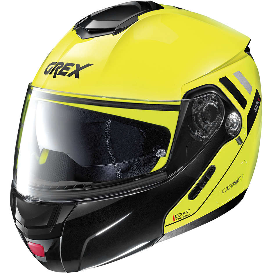 Modular Motorcycle Helmet Approval P / J Grex G9.2 OFFSET N-Com 013 Yellow Led