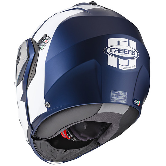 Modular Motorcycle Helmet Approved P / J Caberg DUKE II IMPACT Blue Matt White