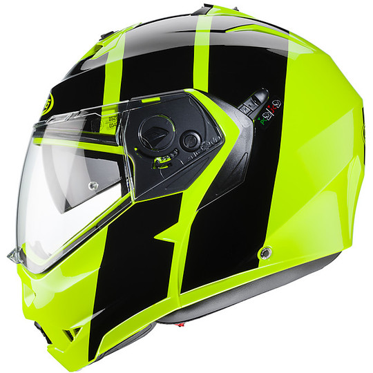 Modular Motorcycle Helmet Approved P / J Caberg DUKE II IMPACT Yellow Fluo Black