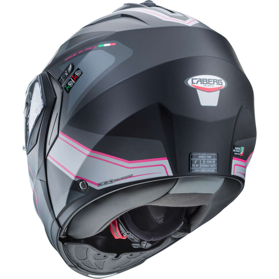 Modular Motorcycle Helmet Approved P / J Caberg DUKE II TOUR Matt Black Anthracite Pink