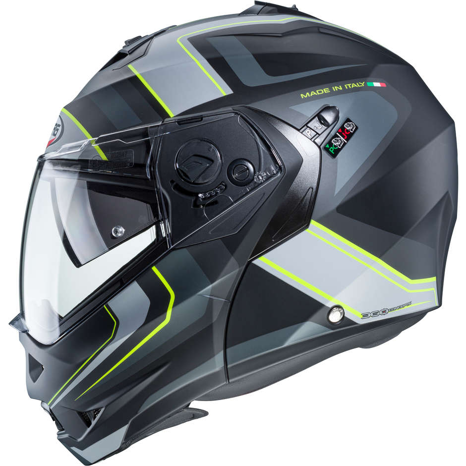 Modular Motorcycle Helmet Approved P / J Caberg DUKE II TOUR Matt Black Fluo Yellow Anthracite