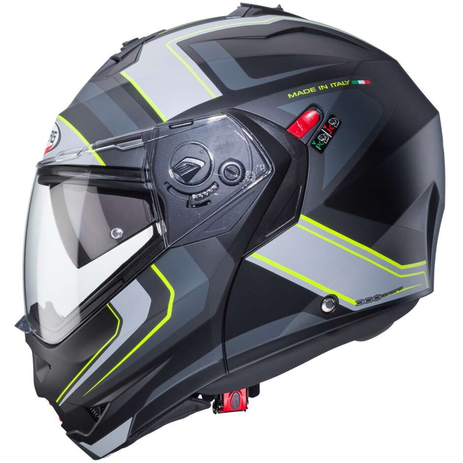 Modular Motorcycle Helmet Approved P / J Caberg DUKE X TOUR Matt Black Yellow Fluo Anthracite Silver