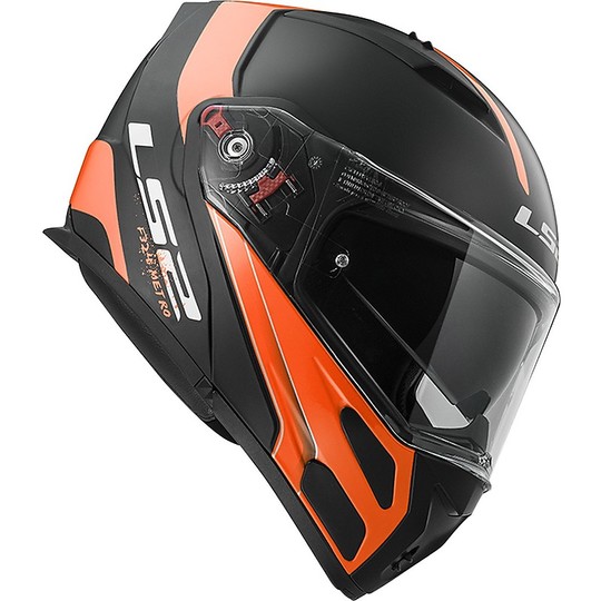 Modular Motorcycle Helmet Approved P / J Ls2 FF324 METRO EVO Rapid Black Matt Orange