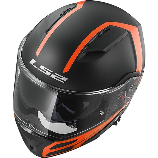 Modular Motorcycle Helmet Approved P / J Ls2 FF324 METRO EVO Rapid Black Matt Orange